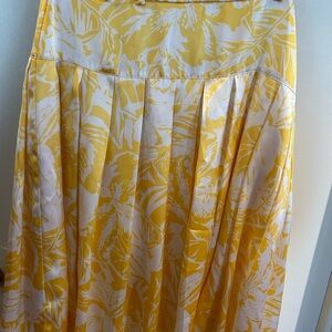 Oscar de la Renta yellow and white floral pleated skirt